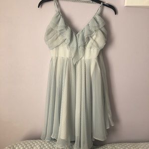 White and Blue Stripped Frilly Dress by Guess